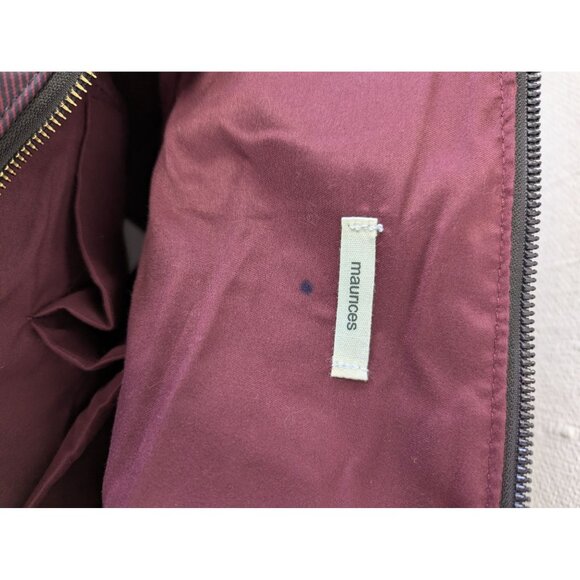 Maurices Buffalo Plaid Overnight Bag Red Black Detached Shoulder Strap Tote - Picture 11 of 16